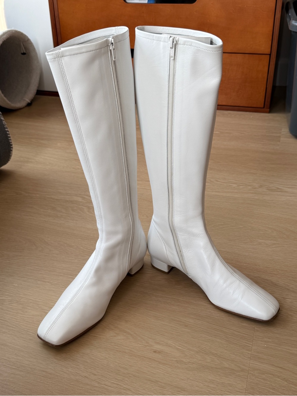 BY FAR Edie White Napa Leather Over-the-Knee Boots